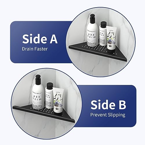 8'' Corner Shower Shelf 2 Pack, 304 Stainless Steel Grout in Bathroom Shelves, Recessed Shelf Rack for Tiled Wall (8'', Black) - color: Black, size: 8''