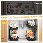 Homde 2-Tier Under Sink Organizer: 2pcs Set Adjustable Pull Out Drawer Undersink Cabinet Storage Rack for Home Kitchen Bathroom