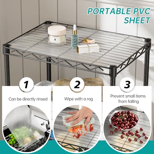 SINGAYE Shelf Closet Wire Shelving：Adjustable Metal Unit for Laundry Room Organization Bathroom Kitchen Home Storage with Wheels Small Pantry Rack Shelves - color: Black, size: 5Tier-11.45"Dx17.5"Wx57"H