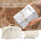 BOYATU Travel Makeup Bag Cosmetic Bags for Women: 3 Pcs Set Large Capacity Make up Bag with Handle - Waterproof Vegan Leather Toiletry Bags Travel Essentials with Compartments(C-3-White) - color: C-3-White