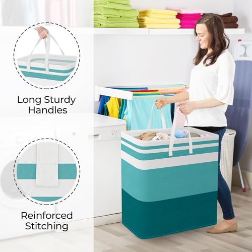StorageRight Large Collapsible Laundry Basket Hamper with Easy Carry Handles，Freestanding Clothes Hampers for Laundry, Bedroom, Dorm, Towels, Toys, 125L, Green - color: Green, size: 125L