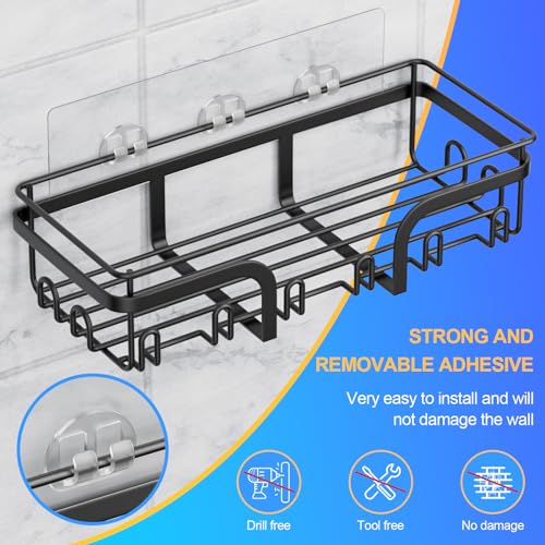 5 Pack Adhesive Shower Caddy, No Drilling Shower Shelves, Rustproof Stainless Steel Bath Shower Organizers, Large Capacity Shower Rack for Bathroom Storage & Home