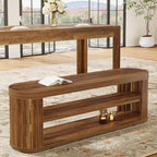 Tribesigns 47.2" Wooden Entryway Bench with 2-Tier Shoe Storage, Farmhouse Dining Bench with Adjustable Foot Pads, End of Bed Stool for Bedroom, Hallway, Living Room, Dining Room, Rustic Brown - color: Brown