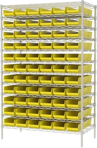 Akro-Mils 30164 Plastic Shelf Bins, Heavy Duty Storage Bins for Garage, Closet, and Drawer Organization, 24-Inch x 6-1/2-Inch x 4-Inch, Yellow, 6-Pack - color: Yellow