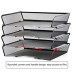 4 Tier Mesh Stackable File Trays Letter Trays,Office Paper Organizer for Desk,File Organizers and Storage,Black