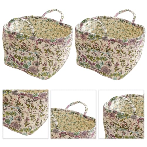 Boho Fabric Storage Basket, Boho Floral Laundry Baskets, Folding Bohemian Style Puffer Quilted Tote, Spring Vintage Storage Bag Organizer Large Capacity with Handle & Front Pocket - color: Purple