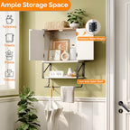 Bonnlo Wall Cabinet Farmhouse with Tower Bar Small Bathroom Medicine Cabinet Over Toilet Storage Organizer with Tower Bar Wall Mounted for Bathroom Kitchen Rustic White & Brown - size: Small - Farmhouse