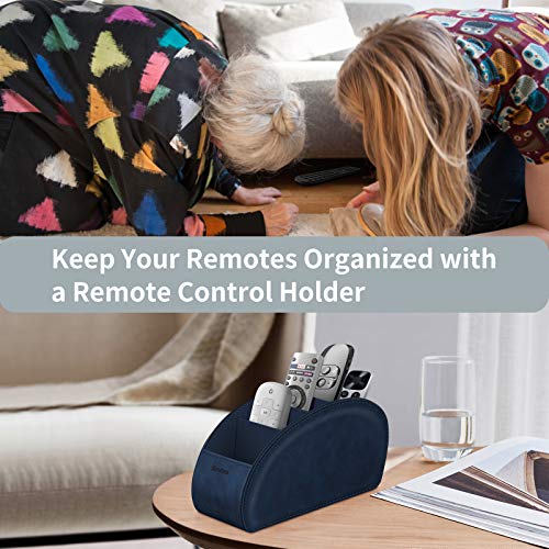 Remote Control Holder with 5 Compartments, KENOBEE Anti-slip Desktop Caddy Storage Organizer for Remote Controllers, Office Supplies, Makeup Brush, Media Accessories, Blue - color: Blue, size: Small