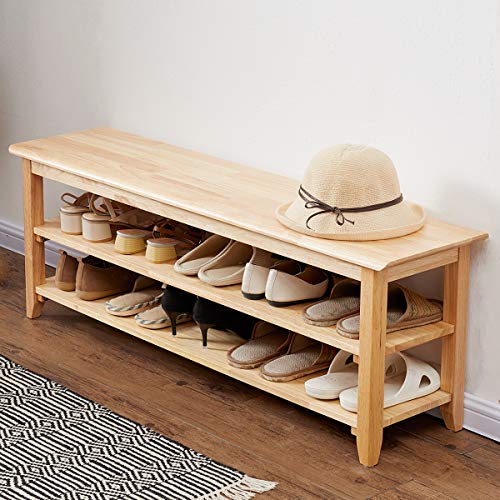XKZG Storage Bench Wooden Shoe Rack Bench Simple Style Wood Entryway Bench (Natural,47.2") - color: Natural, size: 47.2"W x 11.8"D x 16.5"H