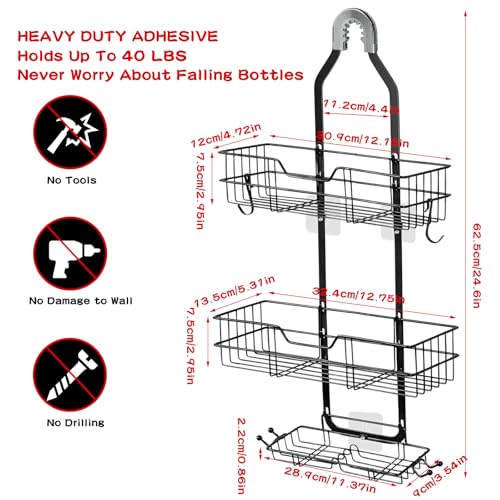 anyshwu Shower Caddy Hanging, White, Plastic, Unisex, 13 Inches Deep x 6 Inches Wide x 4 Inches High, Hanging Mount, Quick Dry, For Showers - size: Bathroom Organizer 2