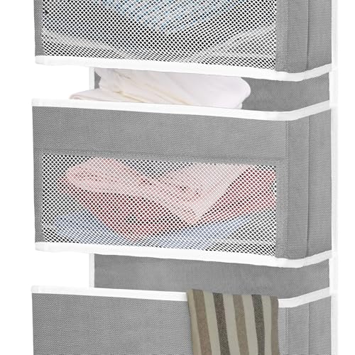 Sturdiness Over The Door Organizer, 6 Tiers Anti Tilt Hanging Behind Door Storage, Heavy-Duty Reinforced Mesh Rack Holds 44lb for Bathroom,Pantry, Nursery,Closet, Shoes, Towels,Grey - color: Grey, size: 6 shelf
