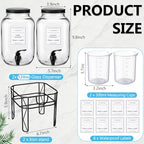 FillTouch 2 Pack 1 Gallon/128 oz Glass Laundry Detergent Dispenser, 3.8 L Liquid Soap Dispenser with Stand, Measuring Cup and Label, Fabric Softener, Liquid Bleach Container, Laundry Room Organization