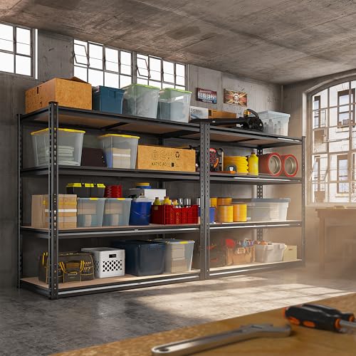 REIBII 40" W Storage Shelves 2000LBS Adjustable Garage Shelving Metal Heavy Duty 4 Tier Garage Shelves 60" H Metal Shelves for Closet Pantry Kitchen Warehouse 40" W × 20''D × 60''H - size: 20"D x 40"W x 60"H
