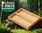 Bamboo Kitchen Drawer Organizer Boxes – 14" x 5" Stackable Wood Silverware Utensil Tray for Drawers Bins Cutlery & Flatware Storage – Wooden Pantry Organizers Set of 2 for Junk Drawer Bathroom Rv - size: 14" x 5" x 2"