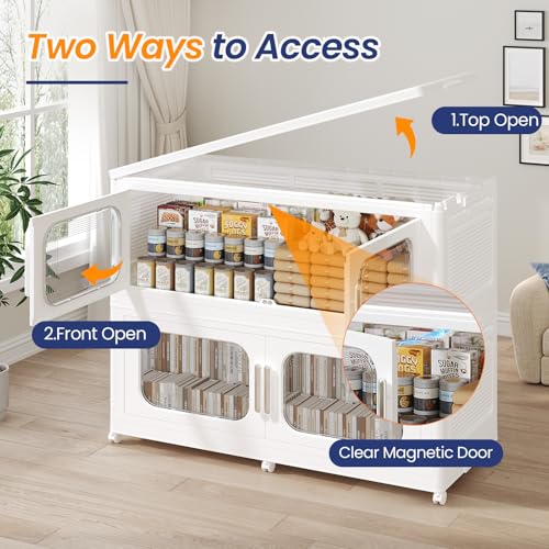 250Gal Extra Large Stackable Storage Bins with Lid & Wheels & Doors, 200QT/50GAL 5-Tiers Collapsible Closet Organizers Plastic Containers Drawers Boxes for Home Kitchen Bedroom, White - color: White, size: 50Gal-5Pack