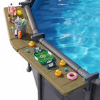 POOLHACKER Poolside Bar Extended for Above-Ground Round Pools, Original Swim-Up Bar Table, Foldable Patio Poolside Table, Weather-Resistant Stable Tabletop, Easy Maintenance, Brown - color: Extended Brown