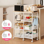 SWTYMIKI Kitchen Island Cart on Wheels - 28.35x14.57in Rolling Kitchen Table Cart with Storage Shelves, 6 Removable Hooks& Locking Casters, Coffee Bar Cabinet for Dining Room Pantry Office, White - size: 28x14.57in, style: White