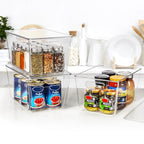 Vtopmart 4 Pack Clear Stackable Storage Bins with Lids, Large Plastic Containers with Handle for Pantry Organizer and Storage,Perfect for Kitchen,Fridge,Cabinet, Closet,Bathroom Organization - size: L( 11"L x 7.5"W x 6"H)