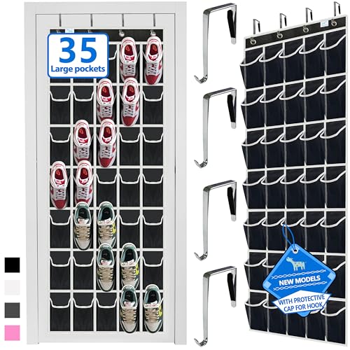 over the door shoe organizer,2025 upgraded,shoe organizer,35 Huge pockets,over door shoe organizer,Store size 13 shoes,shoe organizer,Strong material,hooks Suitable for various doors,black/white - color: Black/White, size: 71'' x 25.4''/Pack of 1