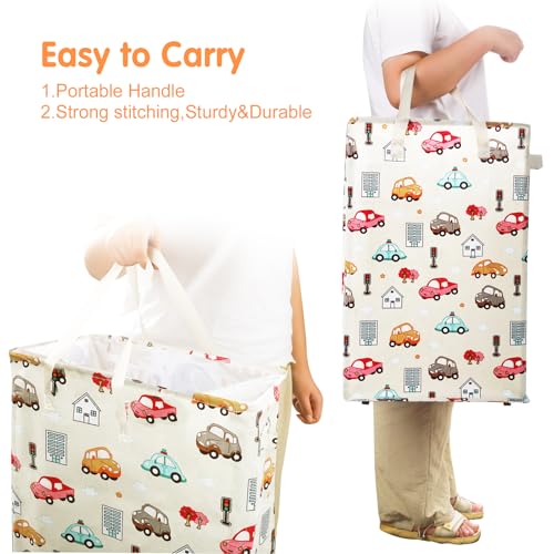 Odonata Slim Laundry Hamper Handles Collapsible Laundry Basket Thin Dirty Clothes Basket Narrow Laundry Bag Foldable Dirty Hamper 48L (Car) - color: Car