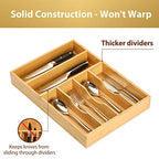 Umilife Kitchen Drawer Organizer, 12 Inch Silverware Utensil Tray Holder, Extra Deep, with Non-Slip Feet & Grooved Drawer Divider, 6 Slots Total Bamboo Wood Caddy for Flatware Cutlery Knives - size: 12 x 17 inch (6 Slots)