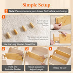 Lifewit 6" High 8 Pack Bamboo Drawer Dividers 45-55cm/17.5-22" Adjustable Wooden Drawer Organizer for Clothes/Utensils, Expandable Drawer Separator for Dresser/Kitchen/Bedroom/Office Organization - size: 6"H, 17.5-22"L