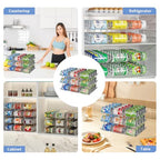Jsyrjing Can Organizer for Pantry, Modular 3-Tier Can Dispenser, Flexible Combination Design, Clear Extra-Thick Durable Storage Rack for 36 Cans, Stackable for Cabinet, Pantry, Fridge, Countertop - size: 3*3
