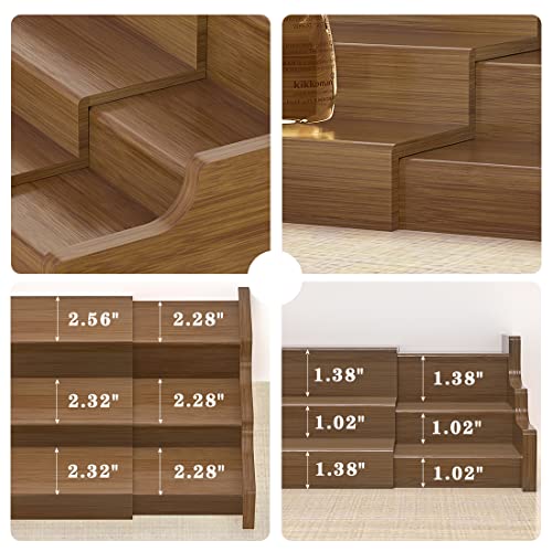 Bamboo Spice Rack Cabinet Organizer - 3 Tier Wooden Expandable Walnut Display Shelf - color: Brown