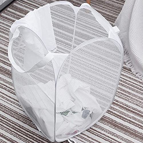 Larpur Popup Laundry Basket, Mesh Clothes Hamper Portable Laundry Hamper with Reinforced Carry Handles, Collapsible for Storage (White) - color: White