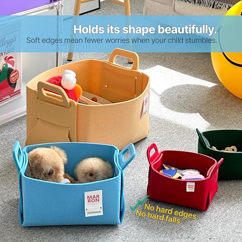 Collapsible Felt BEIGE Storage Bin Small 7.1"x5.1"x5.1" – Foldable Basket with Handles for Closet, Toy Storage, Laundry Room Organization, Decorative Storage Baskets for Shelves, Nursery - color: BEIGE, size: SMALL