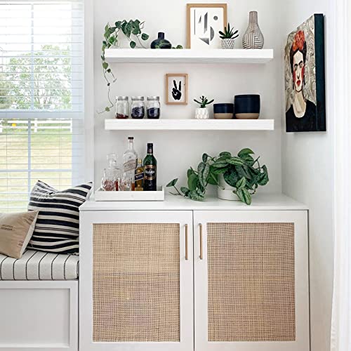 QEEIG Floating Shelves for Wall 35.4" Long - Wall Mounted Shelf Bathroom Kitchen Living Room Bedroom Farmhouse Home Decor Display Bookshelf Large 35.4 x 9.3 inch Set of 2, White (008-90W) - color: B. White, size: 35.4"