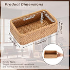 BTSKY Small Remote Basket for Coffee Table Entryway Living Room Rattan Serving Tray 9.6'' x 6.5'' Handwoven Wicker Baskets Decorative Tray for Wallet Remote Control Trinkets Rings Cosmetics Crackers - size: 9.6'' X 6.5'' X 3.1''