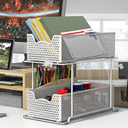 Simple Houseware 2 Tier Sliding Cabinet Basket Organizer Drawer, White - color: White, size: 1-Pack