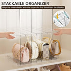 JOYZAN Stackable Purse Organizer for Closet, Adjustable Closet Purse Organizer, Clear Acrylic Shelf Dividers, Detachable Handbag Storage Separator Dividers for Home, Office - 2 Pack - size: 2 Pack