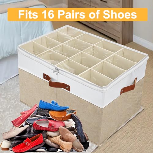 Shoe Storage Organizer for Closet,Stackable Shoe Storage Box for Entryway,Cube Storage Cabinet,Organizador De Zapato,Folding House Container with Clear Cover,Portable Holder Shoe Rack(Brown) - color: Brown