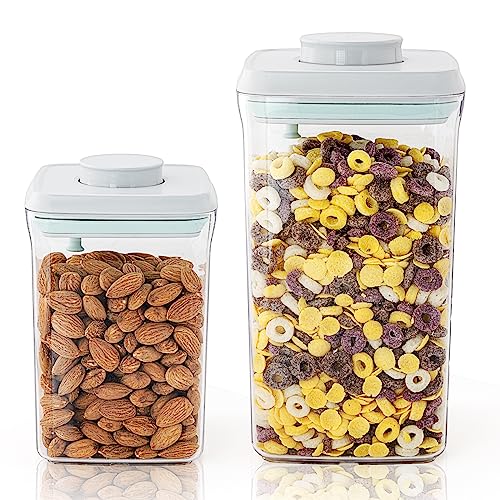 Pop Airtight Containers for Food Storage, Leakproof Air Tight Containers Pantry Storage Containers with Lids - Set of 2 (2.0Qt&0.9Qt) - color: 2 Pcs Set - 2Qt+0.9Qt