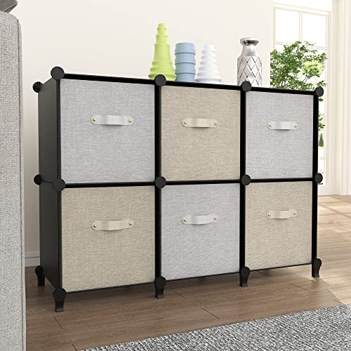 6-Cube Storage Organizer, Closet Organizer Storage Cabinet Shelf Bookcase Bookshelf with Metal Hammer, Storage Cubes Organizer Cabinet for Kids, Closet, Bedroom, Bathroom(11.8x11.8x11.8 inch)Black - color: Black, size: 11.8 x 11.8 x 11.8 Inch