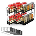 SpaceAid Pull Out Spice Rack Organizer, Heavy Duty Slide Out Seasoning Kitchen Organizer, Cabinet Organizer, with Labels, 7.7" W x10.75 D x10 H, 3 Drawers 2-Tier - style: Three 2"W Drawers, 2 Tier