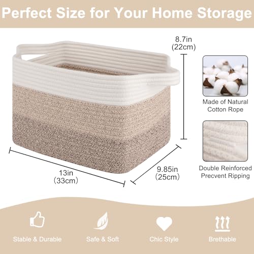 OIASKET Storage Baskets for Organizing, Woven Baskets for Shelves, Rectangle Decorative Organizer for Storage Clothes, Toy, Books, Towels Nursery Bins 3 Pack (Gradient Yellow, 13"x9.85"x8.7") - color: Gradient Yellow, size: 13"x9.85"x8.7"