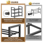 Roylvan 3-Tire Expandable Shoe Rack for Closet, 17"-31" Adjustable Free Standing Shoe Shelf Storage Fits 6-12 Pairs Shoes, Heavy Duty Reinforced Metal Shoes Organizer for Entryway Doorway Dorm