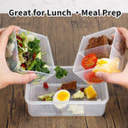 KIGI Meal Prep Containers for Adult Lunch & Snacks, Leak-Proof, BPA-free Plastic, Removable Divided Inserts, Airtight lids, 3 Compartment Food Storage, Microwave Safe, Bento Box, 4.7 Cup, 12 Piece Set - size: 4.7 cup (12-Piece)