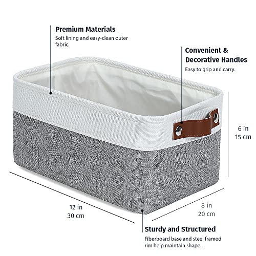 OrganiHaus Small Fabric Storage Baskets 6 Pack, 12x8in Cloth Storage Bins for Shelves, Small Baskets for Organizing Pantry Closet, Canvas Shelf Baskets, Gray/Off-White - color: Gray / Off-White, size: Small - 6pc