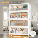 240QT Extra Large Stackable Storage Bins with Lid & Wheels & Doors, 60Gal Foldable Collapsible Closet Organizers, Plastic Cabinet Box Container Drawer for Home Kitchen Bedroom, 4Pack White - size: 60QT, style: 4Pack