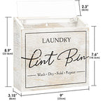 J JACKCUBE DESIGN Magnetic Lint Bin for Laundry Room, Lint Basket Container, Trash Can Box, Organizer, Storage for Washer and Dryer Supplies- White Washed Rustic Wood Wall Mount- MK904A
