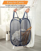 Bemkoo Navy Blue Durable Foldable Laundry Hamper, 22.8 x 14.2 x 14.2 inches - color: Navy Blue, size: Pop Vertical