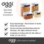 Oggi Easi Grip 60oz Moisture Proof Storage Container, Ultra Clear BPA-Free Sealable Canister, Flip Open Pouring Lid, Date Reminder Slider on Clip, Ideal Cereal Dispenser (60oz / 1.8lt) - size: 60 fl oz