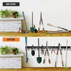 YueTong 68" All Metal Garden Tool Organizer,Adjustable Garage Wall Organizers and Storage,Heavy Duty Wall Mount Holder with Hooks for Broom,Rake,Mop,Shovel(4 Pack) - size: 68" organizer
