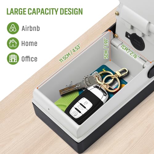 Key Lock Box for Outside with Light Up Dials - Sturdy Waterproof Combination Key Holder Wall Mount Key Storage Box for House Keys- Resettable Code Safe Security Outdoor LockBox Large Capacity