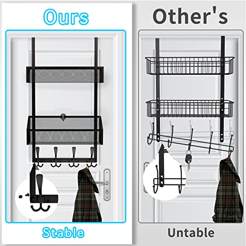 Kaiferty Over The Door Hooks Organizer, Coat Rack Over The Door Storage Hanger Towel Rack, Back of Door Storage Organizer for Bathroom,Bedroom,Kitchen,Office (Black, 3-Tier) - color: Black, size: 3-Tier