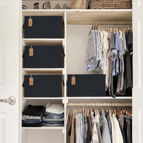 CHICVITA Storage Baskets for Shelves, Large Fabric Storage Bins with Metal Frame, Closet Storage Bins for Clothes Toy Organizer, 16 ¾" L x 11" W x 9 ¾" H, Black, 4-Pack - color: Black 4-Pack, size: 16 ¾" L x 11" W x 9 ¾" H